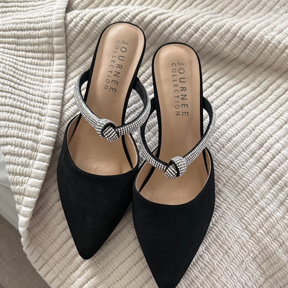 Journee Collection Black and Silver Mules